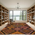 Orange Peach Diamond Tribal Rug