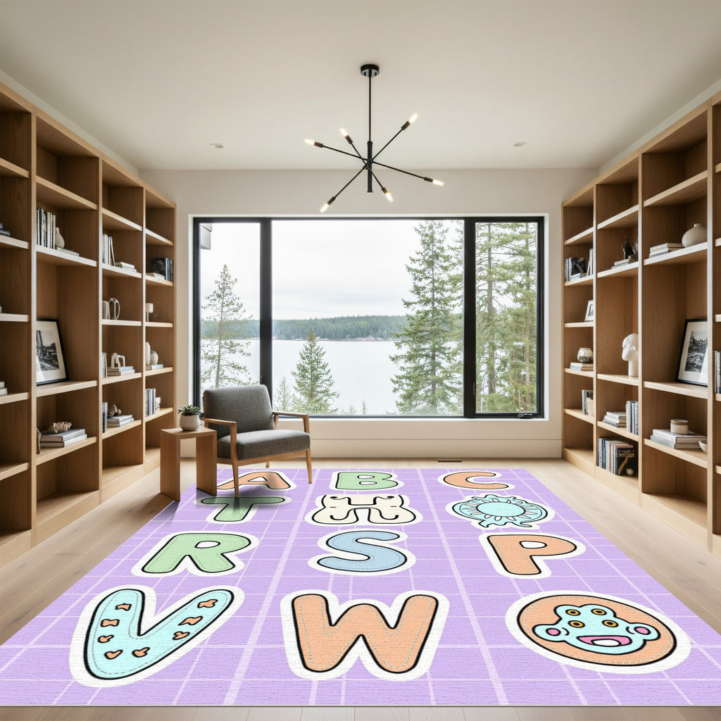 Whimsical Alphabet Patchwork Multi-Color Rug