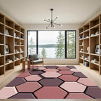 Mauve Pink Hexagon Arrangement Rug