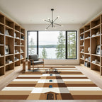 Minimalist Nautical Lighthouse Earthy Tone Rug