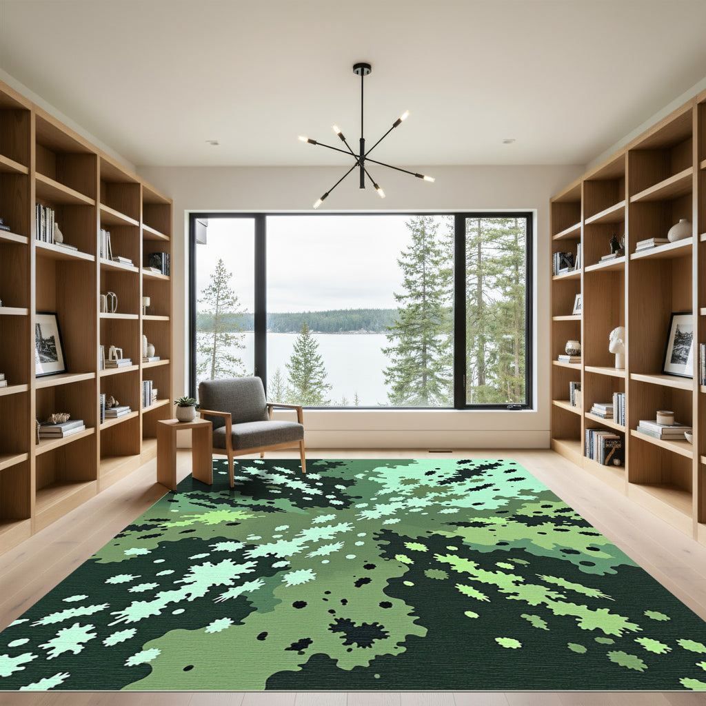 Jagged Green Abstract Bloom Rug