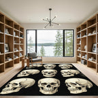Monochrome Anatomical Skull Grid Illustration Rug