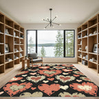 Distressed Terracotta Hearts Charcoal Background Rug