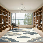 Whimsical Gray Cloudy Sky Illustration Rug