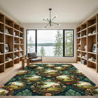Emerald Hexagonal Countryside Horse Landscape Rug
