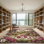 Enchanted Pink Floral Cottage Garden Rug