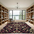 Regal Burgundy Gold Acanthus Swirls Rug