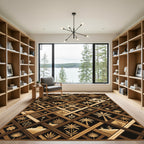 Earthy Brown Camel Desert Geometric Tile Rug