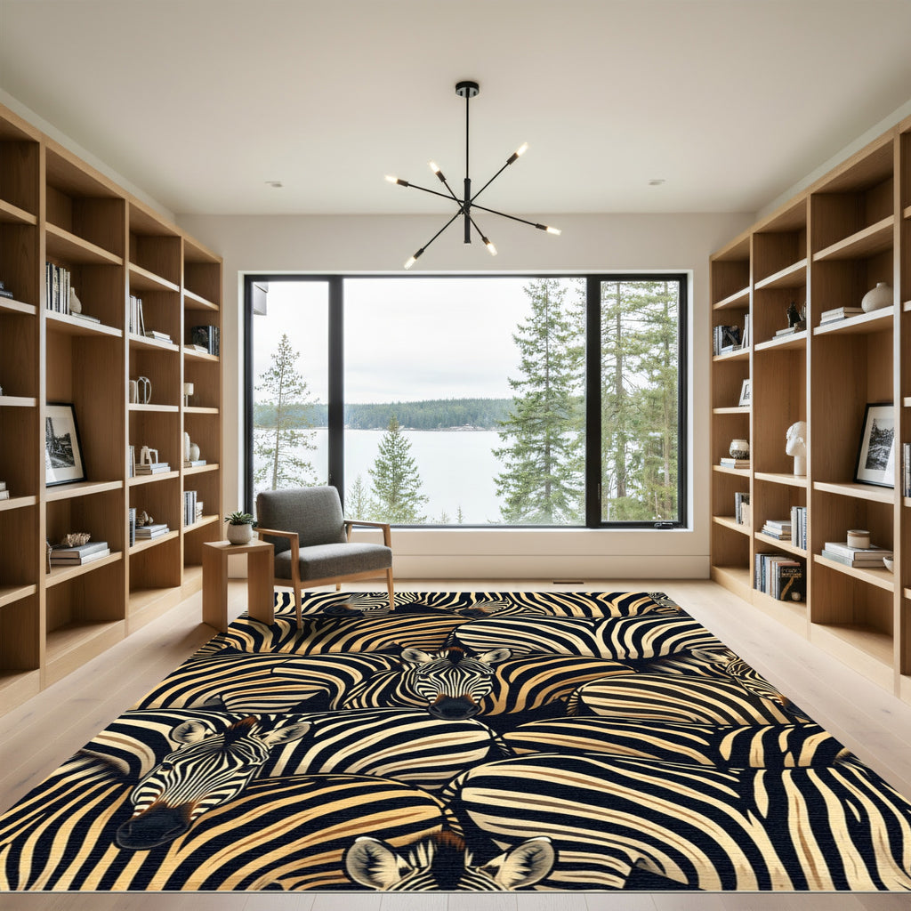 Bold Zebra Animal Stripe Monochrome Rug