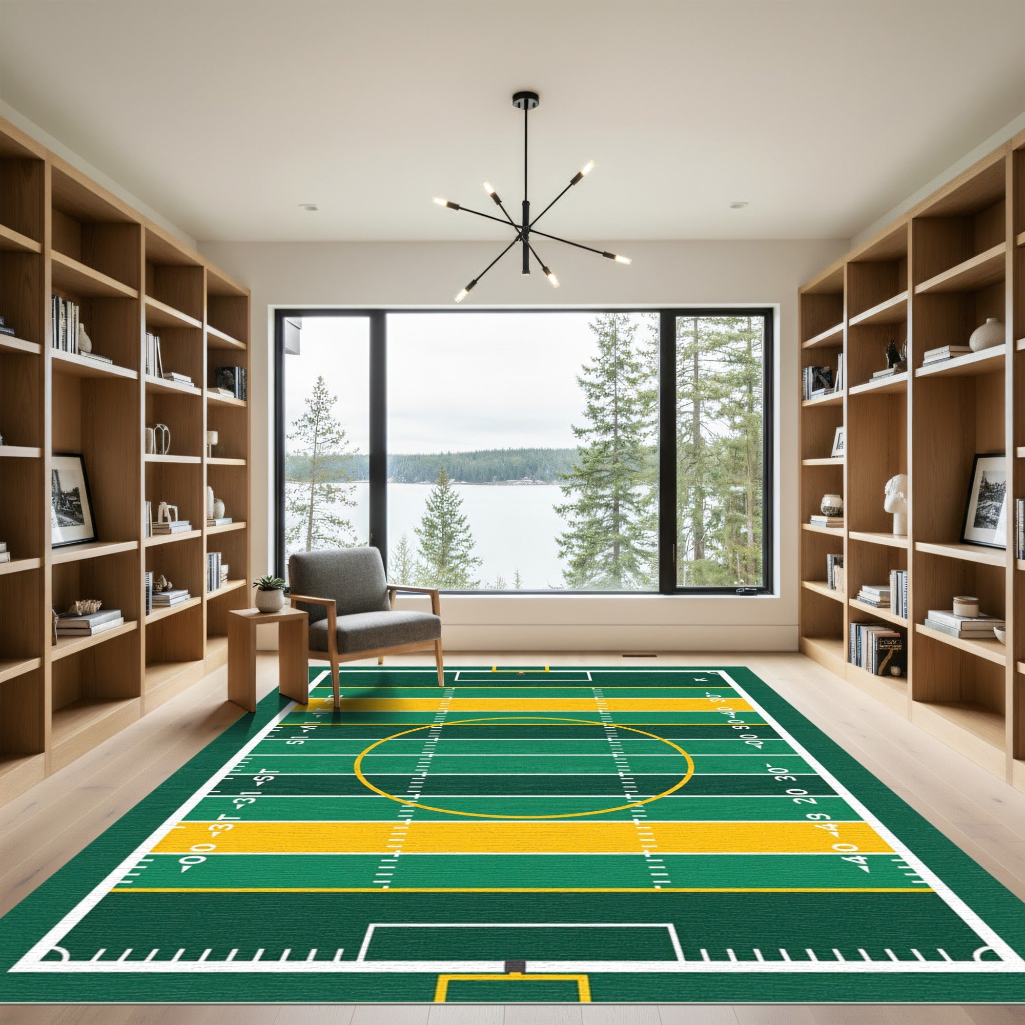 Green and Yellow Football Field Rug
