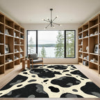 Abstract Black and Cream Cow Hide Rug