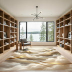 Elegant Gold Cloud Mountain Landscape Rug