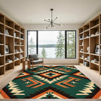 Teal Orange Geometric Navajo Inspired Rug