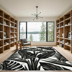 Dark Tropical Bird of Paradise Floral Rug