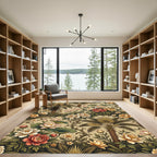 Tropical Floral Palm Tree Garden Rug