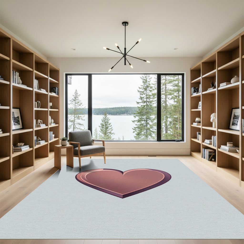 Rose Gold Shimmering Heart Outline Rug