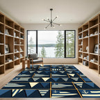 Nautical Navy Blue Anchor Flag Art Rug