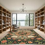 Coral Floral Rose Vine Medallion Rug