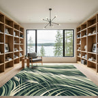 Earthy Green Tall Grass Waves Rug