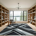 Monochrome Geometric Charcoal Abstract Angular Rug