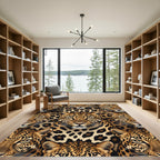Bold Golden Leopard Face Mosaic Rug