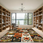 Rustic Autumn Cottage Floral Patchwork Rug
