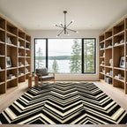 Modern Black and Cream Zigzag Chevron Rug