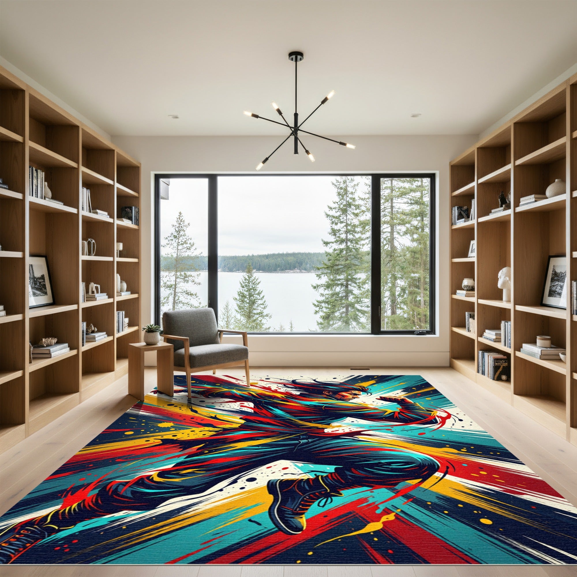 Dynamic Action Comic Man Abstract Art Rug