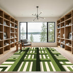 Abstract Green Stripe Geometric Rug