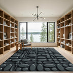 Modern Charcoal Three Dimensional Oval Rug