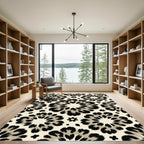 Bold Black Blossom Medallion Rug