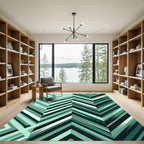 Teal Chevron Stripe Composition Rug