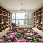 Vibrant Pink Hydrangea Garden Flourish Rug