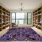 Ornate Plum Violet Interlocking Spear Weave Rug