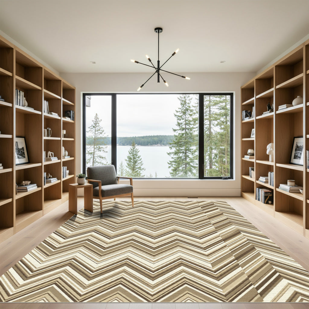 Earthy Tones Chevron Zigzag Stripes Rug