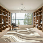 Modern Cream and Taupe Wavy Rug