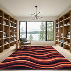 Warm Terracotta Abstract Wavy Lines Rug