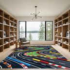 Vibrant Isometric Race Track Circuit Rug