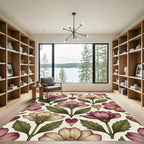 Vintage Romantic Blush Floral Botanical Art Rug