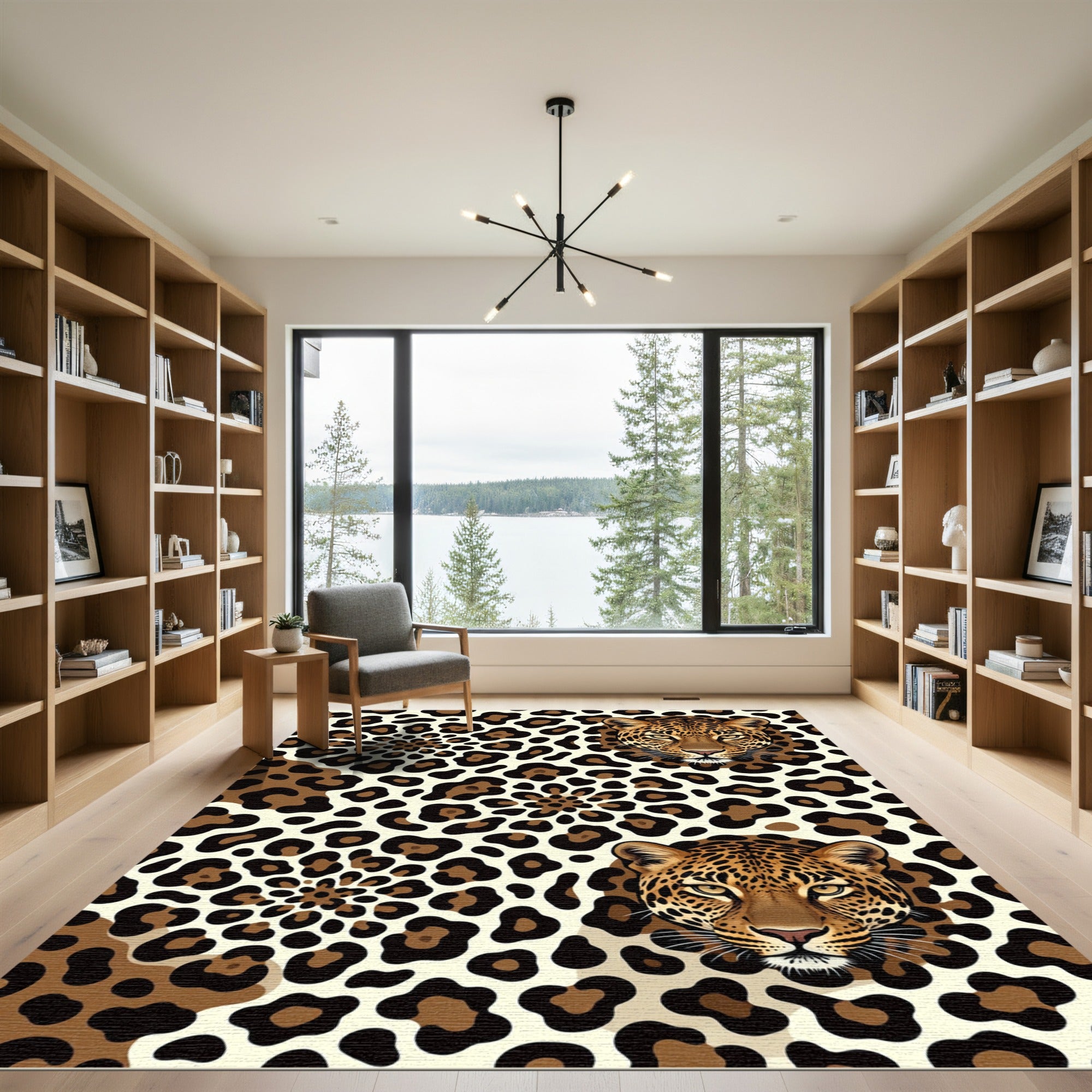Leopard Face Spots Animal Skin Rug