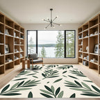 Elegant Sage Olive Branch Botanical Rug