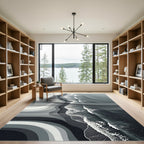 Minimalist Monochrome Abstract Ocean Wave Rug
