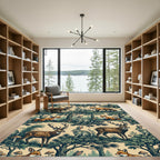 Whimsical Woodland Creature Forest Tapestry Rug