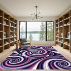 Vibrant Pink and Purple Swirl Vortex Rug