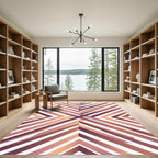 Modern Copper Geometric Angular Chevron Rug
