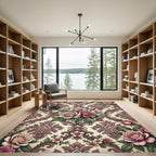 Elegant Rose Damask Soft Pink Bouquet Rug