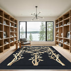 Beige Cream Trellis Vine Garden Art Rug