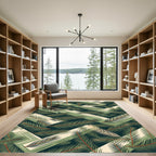 Green Pine Needle Geometric Chevron Rug