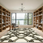 Brown Interlocking Chain Hexagon Rug