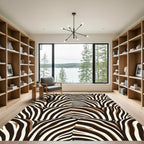 Modern Zebra Striped Earthy Tone Curve Rug